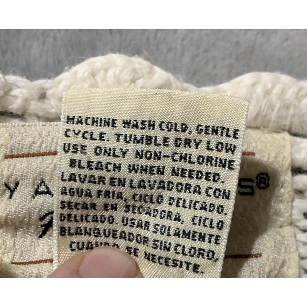 Vintage Yarnworks Sweater Womens Medium Ivory Handknit Cable Popcorn Chunky 90s - Picture 13 of 16